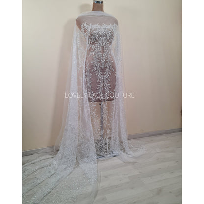 lace fabric with leaf design, full design