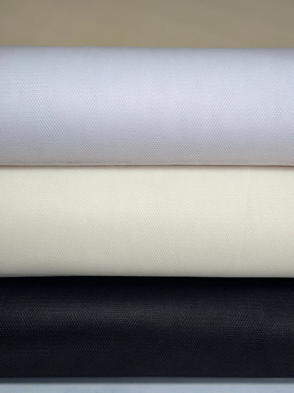 2m wide, hard stiff tulle mesh, netting fabric in white, ivory or black color