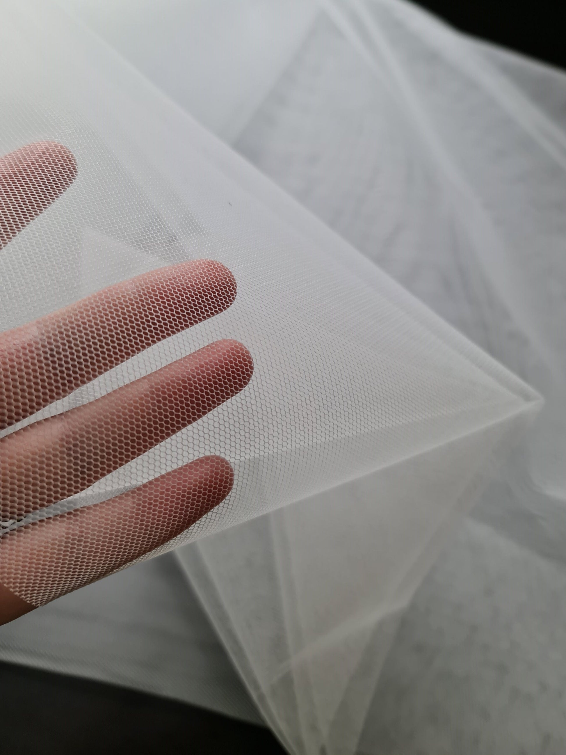 2m wide, hard stiff tulle mesh, netting fabric in white, ivory or black color