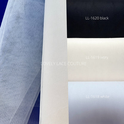 2m wide, hard stiff tulle mesh, netting fabric in white, ivory or black color
