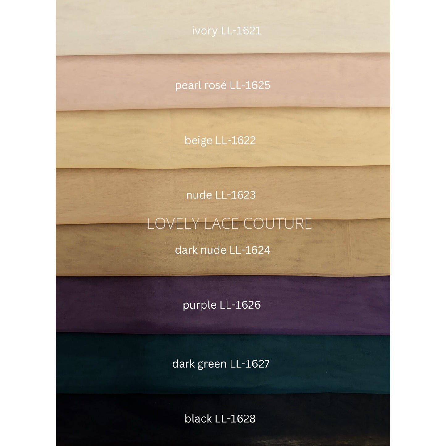 3m wide, Tulle fabric, solid tulle fabric in ivory, beige, nude, dark nude, rosé, purple, green or black color
