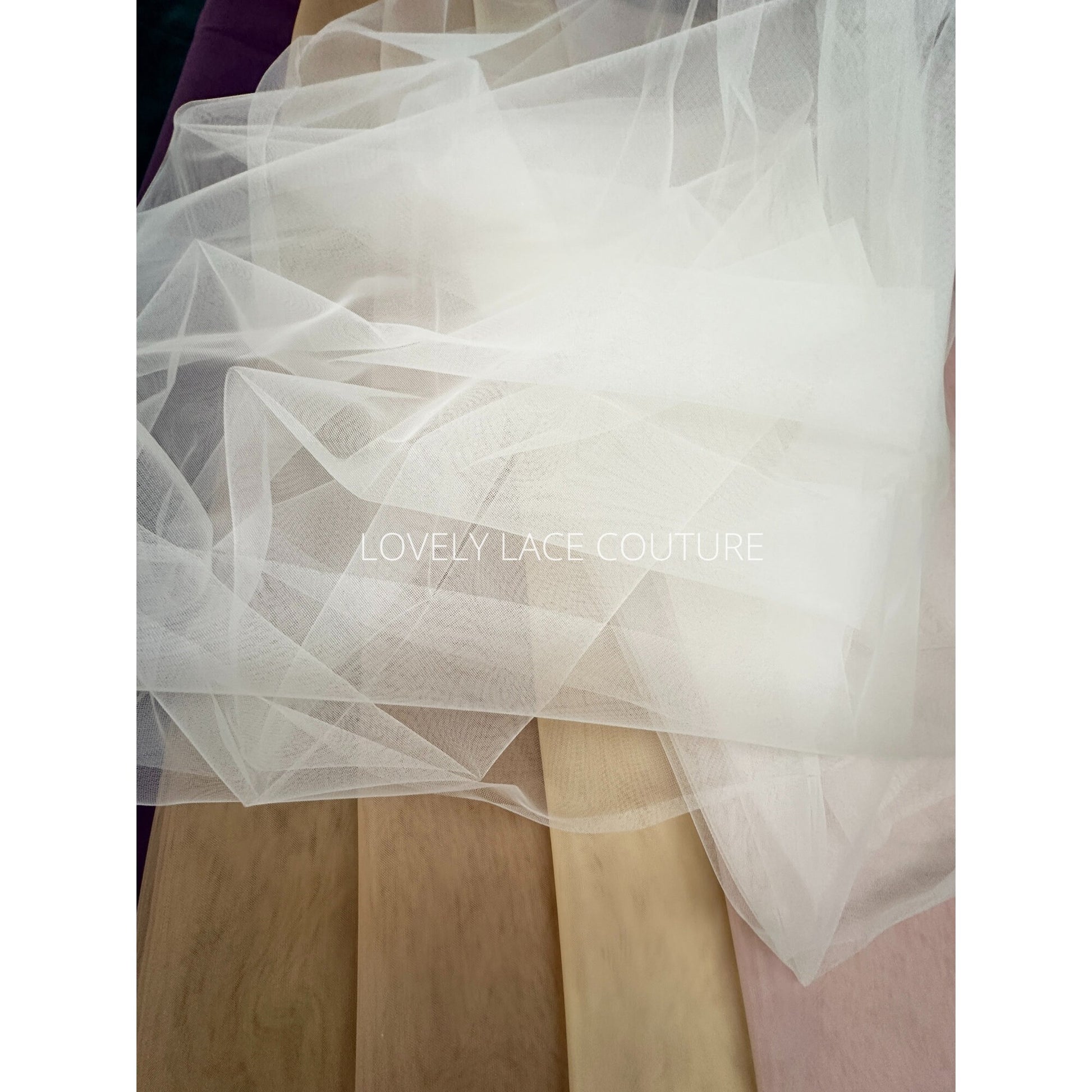 3m wide, Tulle fabric, solid tulle fabric in ivory, beige, nude, dark nude, rosé, purple, green or black color
