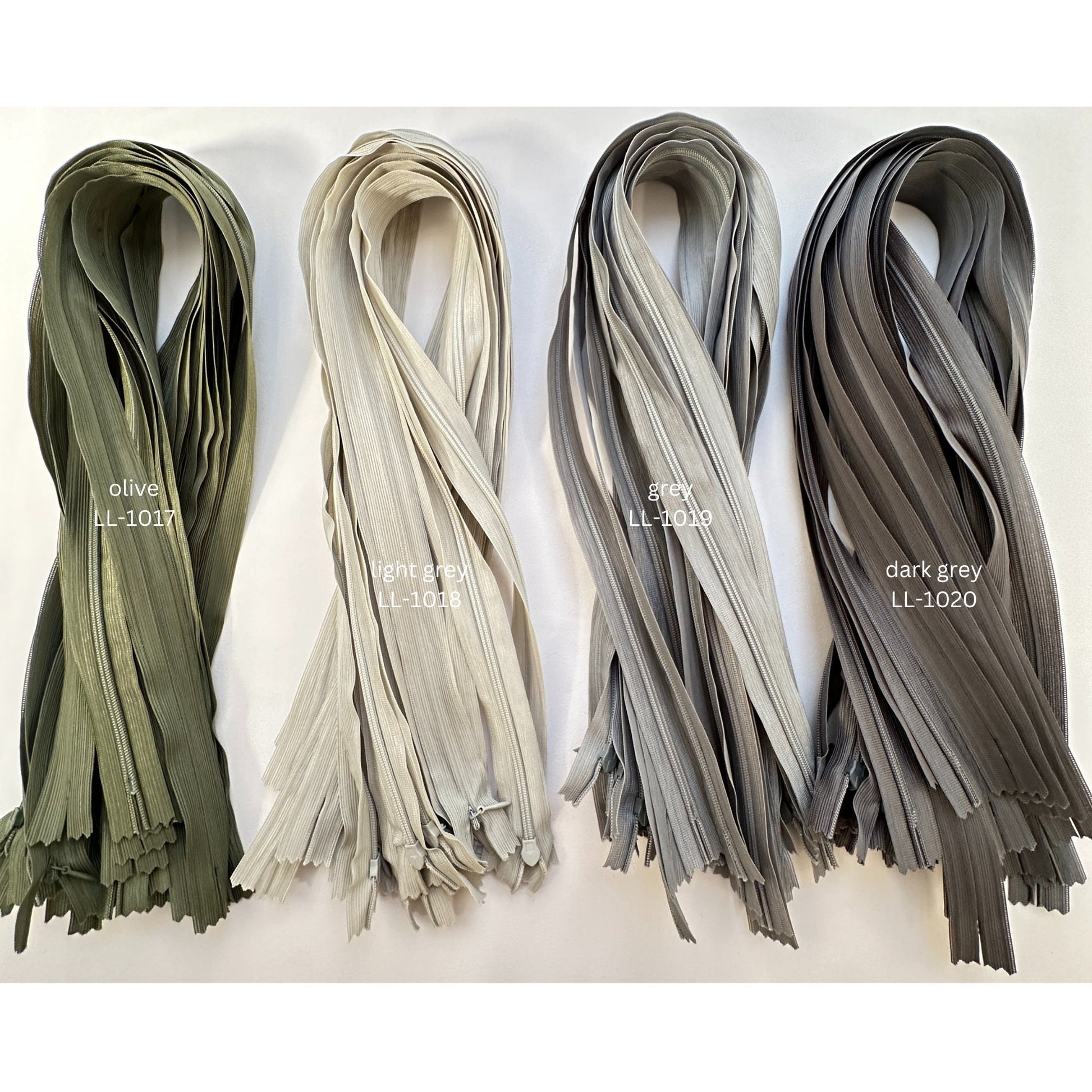 3pc, 70cm long, YKK seam-covered zipper, spiral zip, adjustable, non-separable, 5mm running rail, in white, cream, beige, taupe, rosé