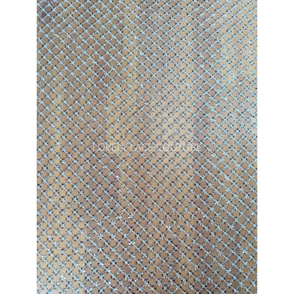 LL-1564 beautiful allover square pattern lace tulle fabric with big transparent sequins and silver beads in white color. High quality lace.