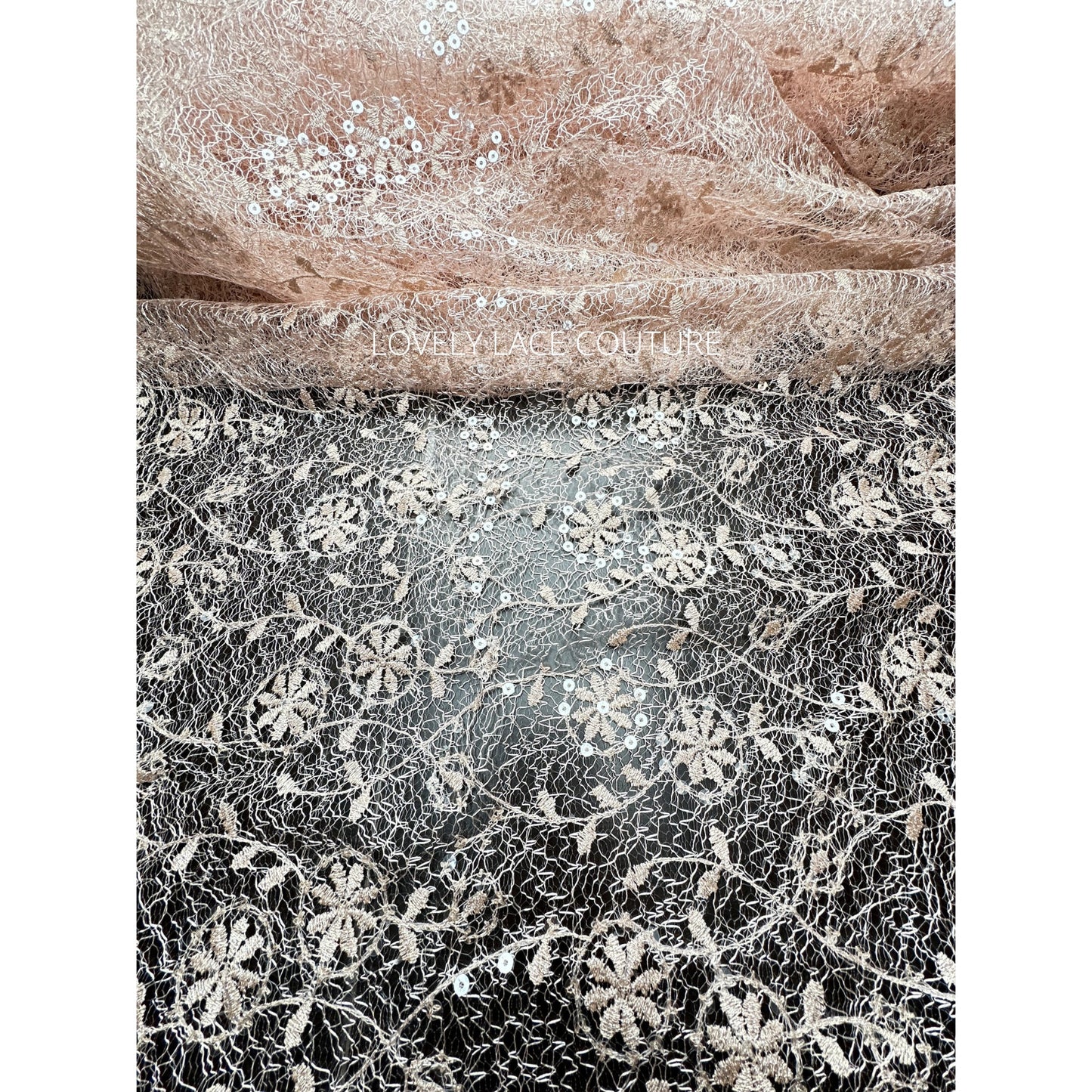 LL-1567, flower lace fabric in roségold color for beautiful prom dresses or colorful wedding dress bridemaid, delicate soft and high quality