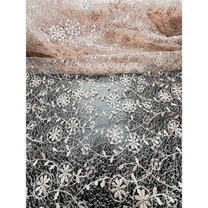 LL-1567, flower lace fabric in roségold color for beautiful prom dresses or colorful wedding dress bridemaid, delicate soft and high quality