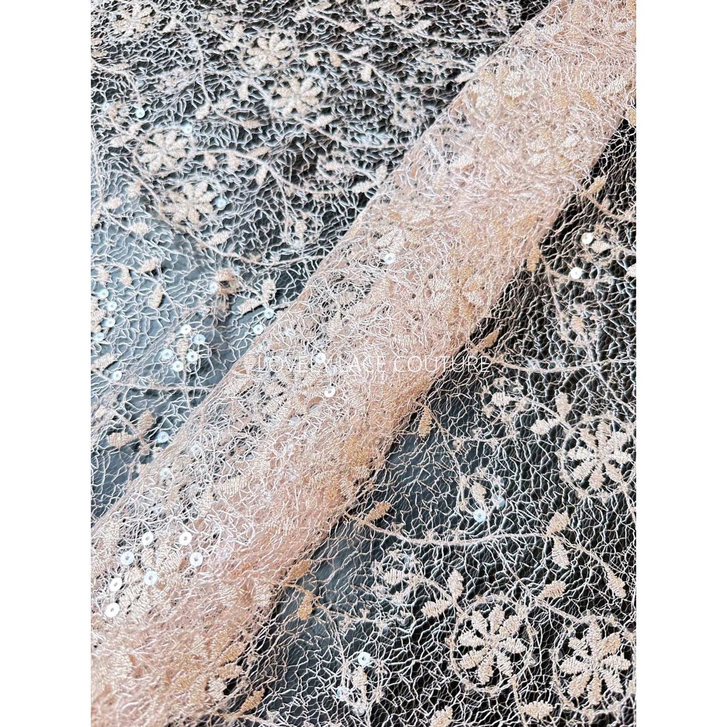 LL-1567, flower lace fabric in roségold color for beautiful prom dresses or colorful wedding dress bridemaid, delicate soft and high quality