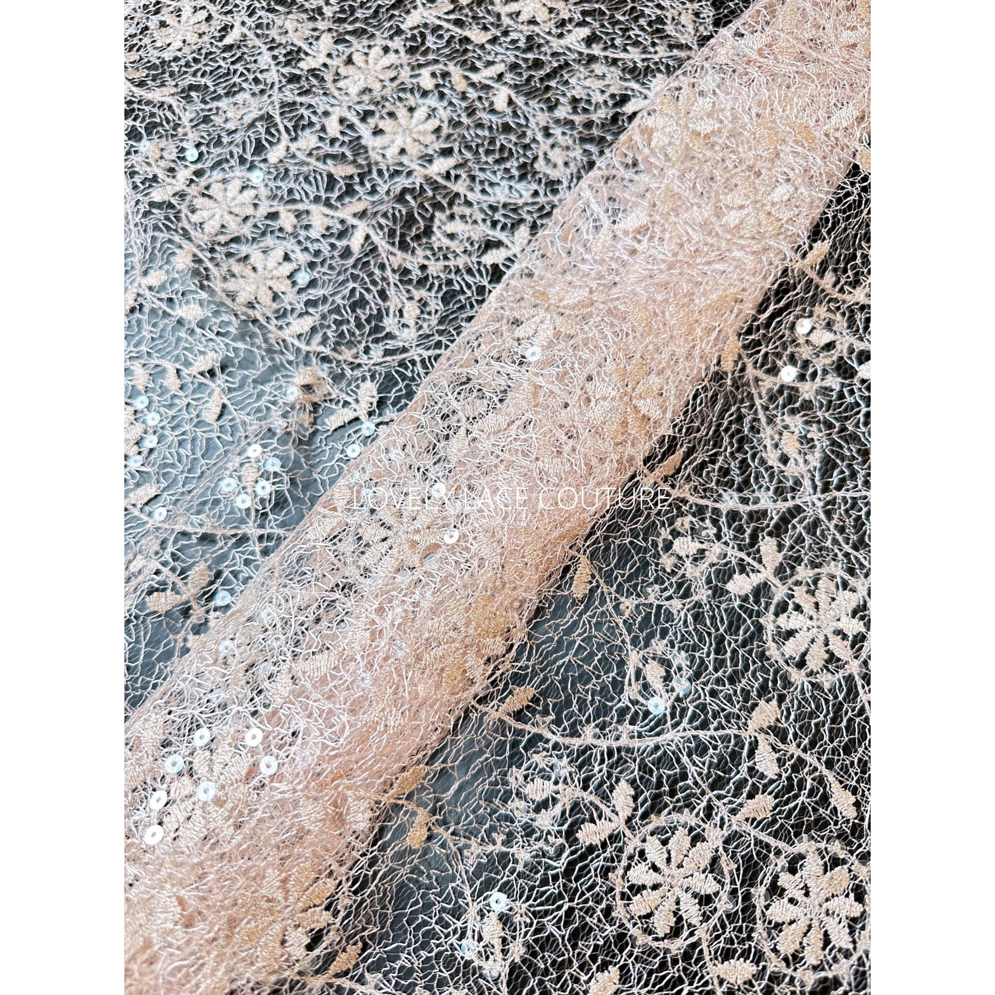 LL-1567, flower lace fabric in roségold color for beautiful prom dresses or colorful wedding dress bridemaid, delicate soft and high quality