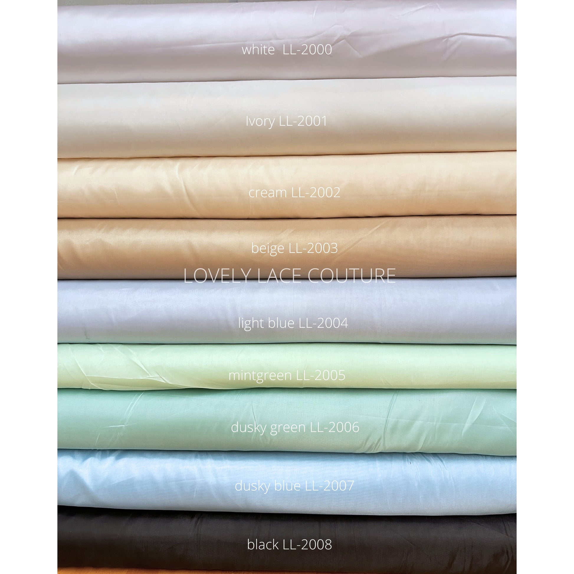 taffeta lining bolt in several colors