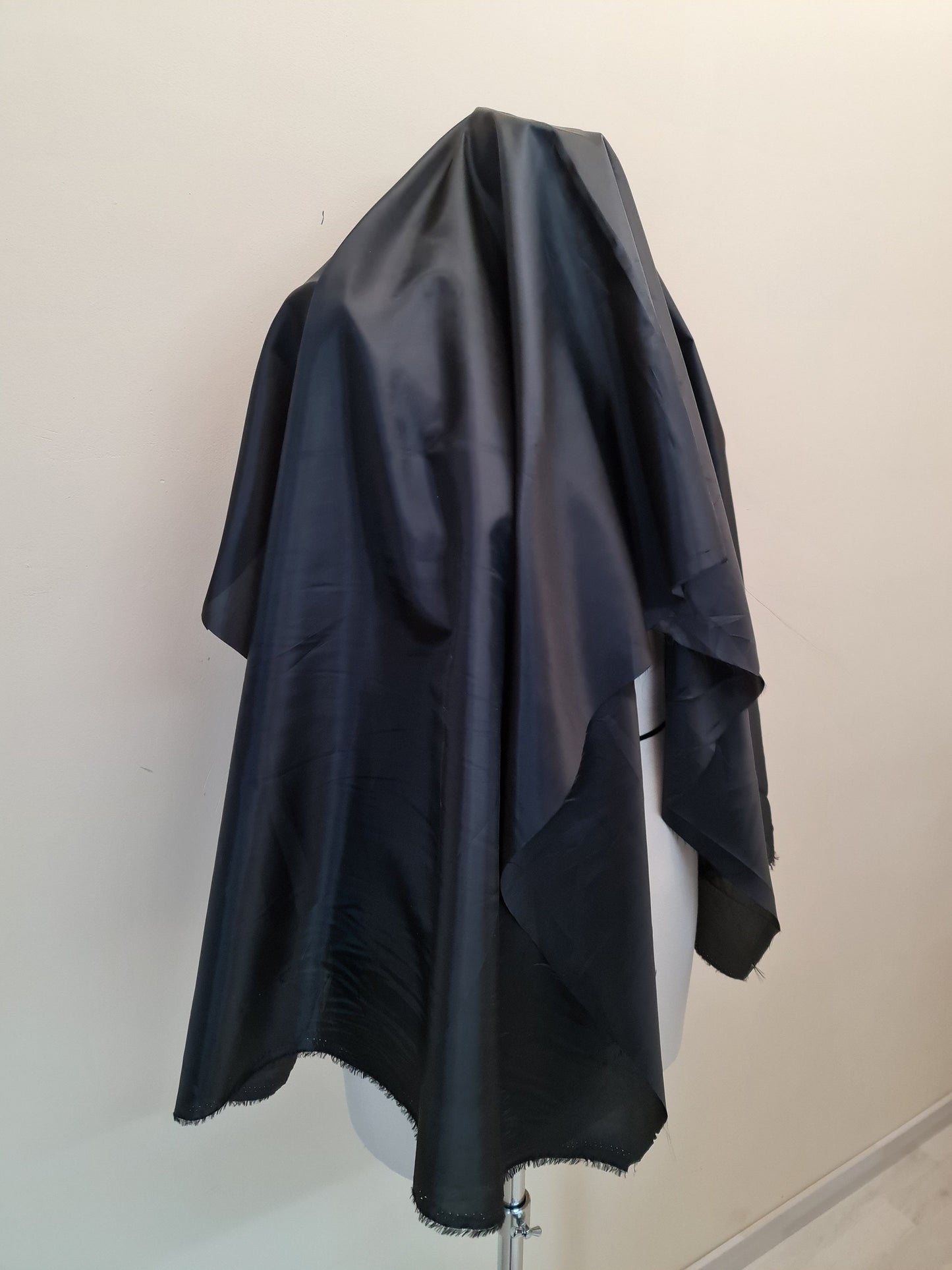 black taffeta lining on dressform