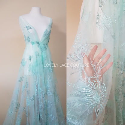 lace fabric with dandelion pattern