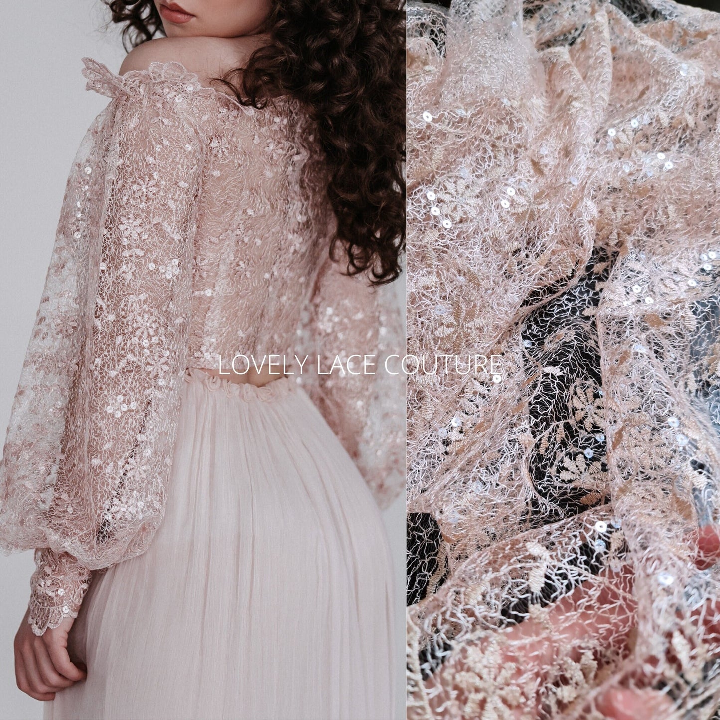 lace fabric in rosé color