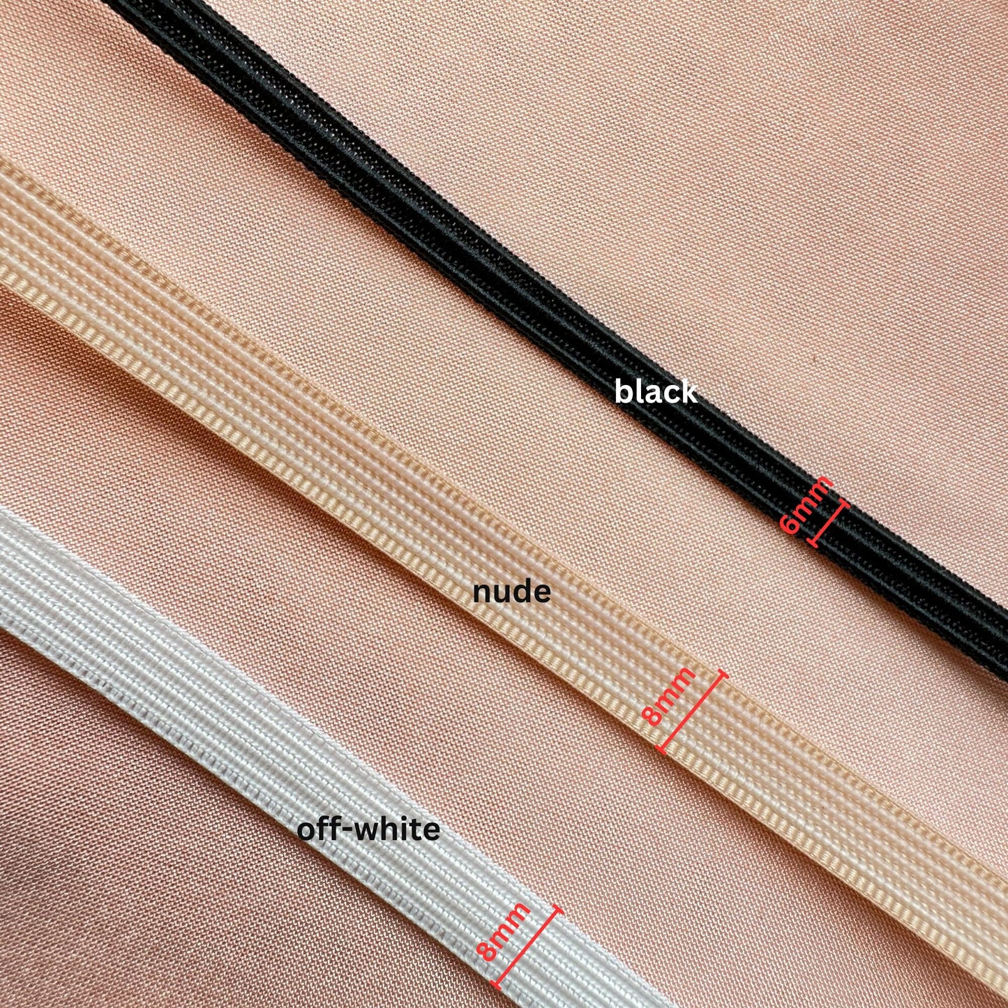 5/10/40m boning, sewable polyester bone for corsets 6 or 8mm wide, flexible and resilient, in off-white, nude and black, LL-PB100