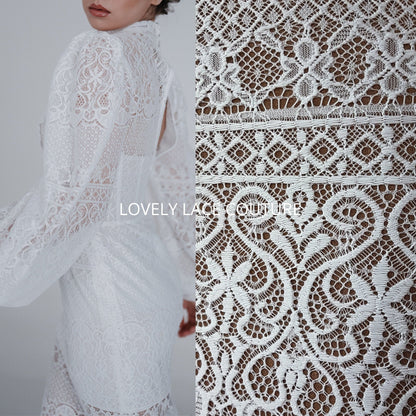 white boho lace fabric