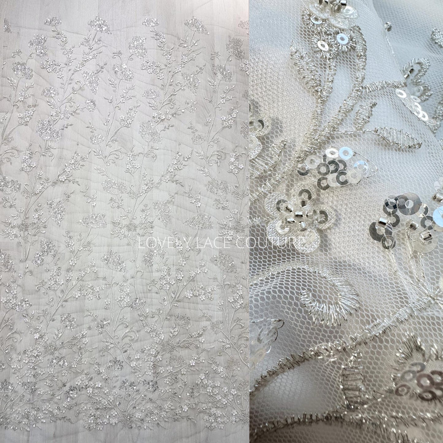 Flower bridal lace fabric with beads and sequins, wedding dress lace, bridgerton dress lace, edwina's dress lace LL-1168, start at 0,5m
