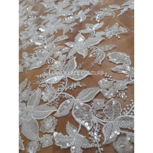 leaf lace fabric for bridal dresses or wedding dress