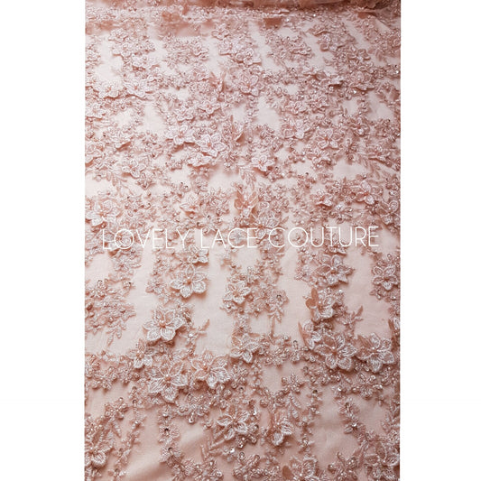 3d lace flower fabric in rose color