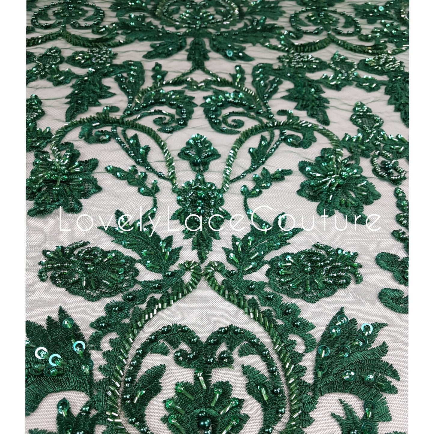 lace fabric in green color