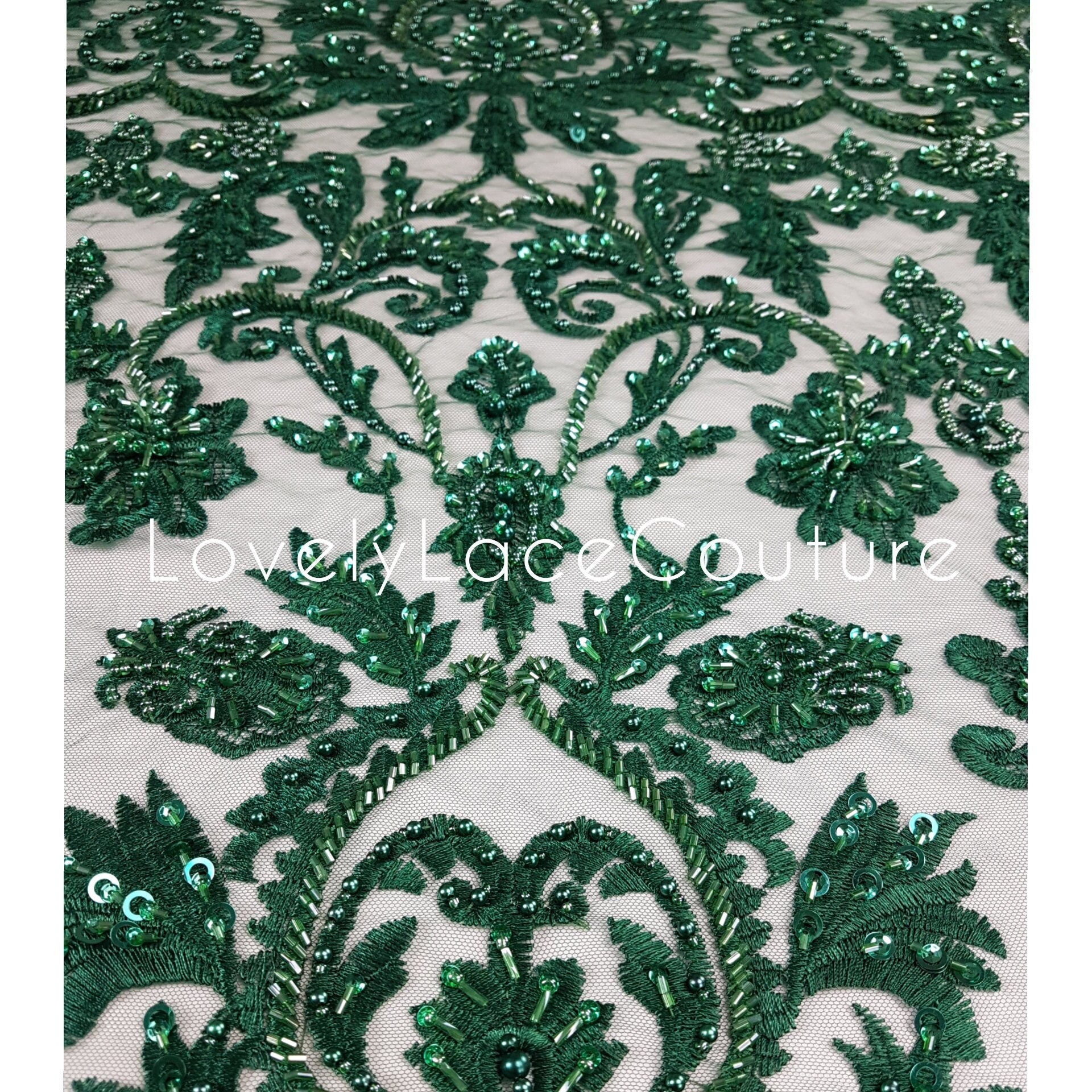 lace fabric in green color