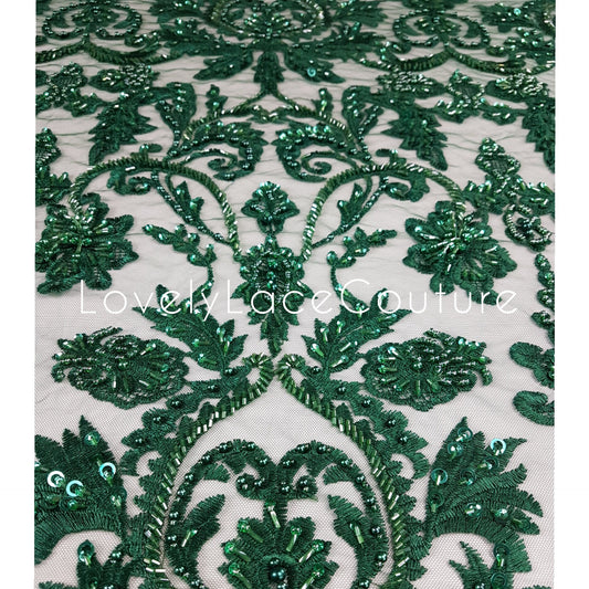 lace fabric in green color