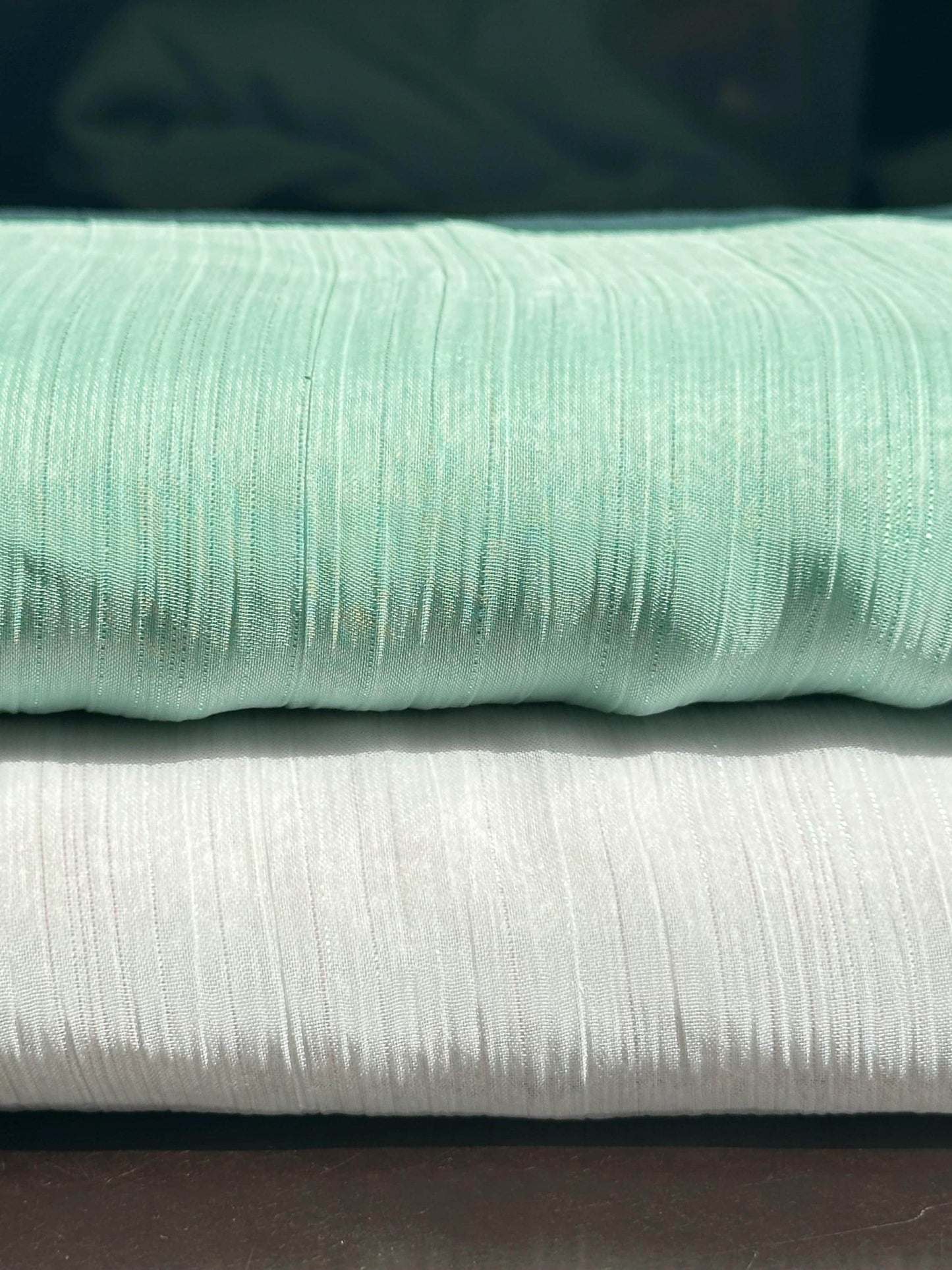 chiffon fabric in white LL-1172 or mint LL-1169, sparkling metal stripes, high and soft quality fabric for beach bridal dresses, bridal wear