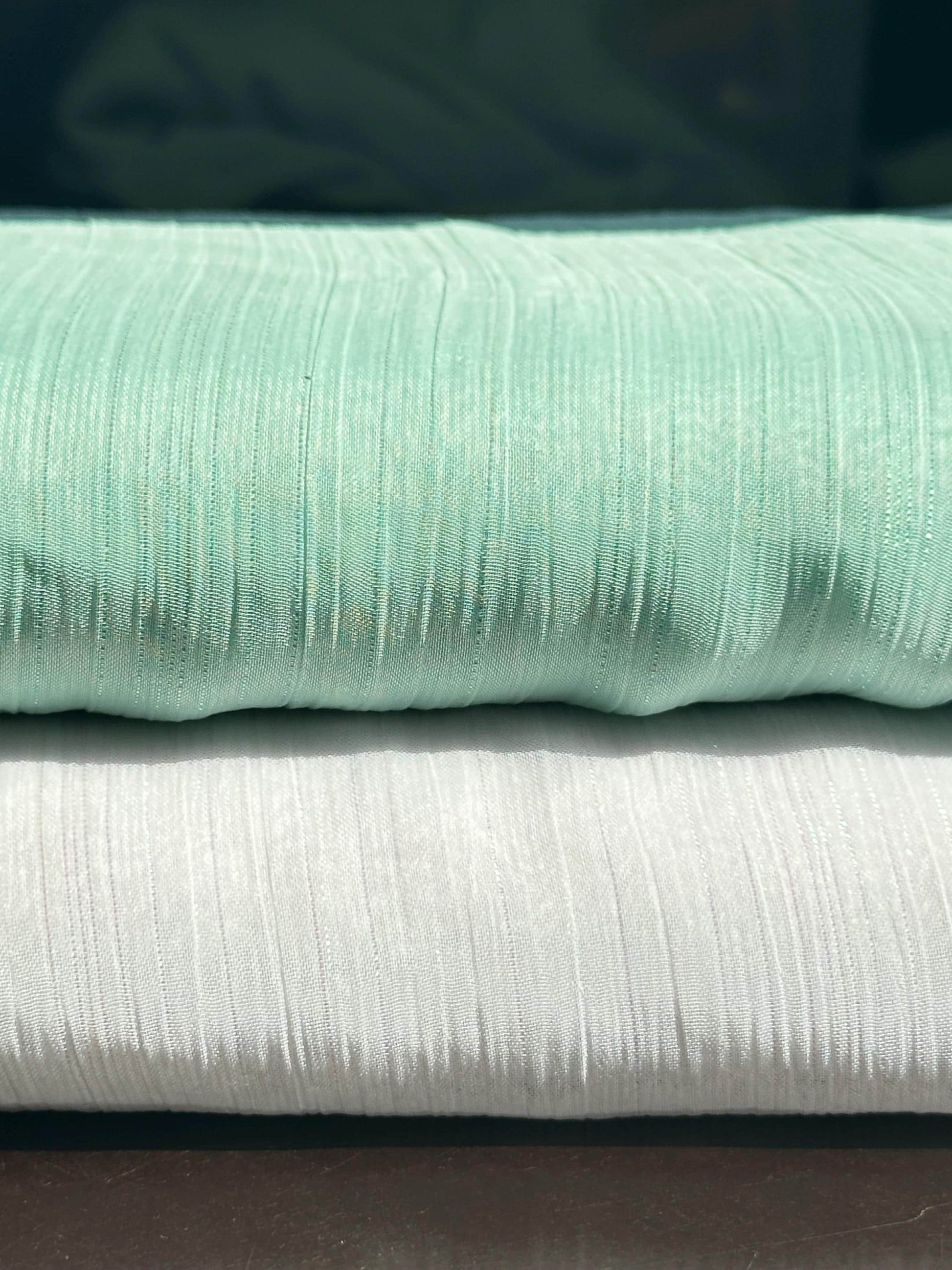 chiffon fabric in white LL-1172 or mint LL-1169, sparkling metal stripes, high and soft quality fabric for beach bridal dresses, bridal wear