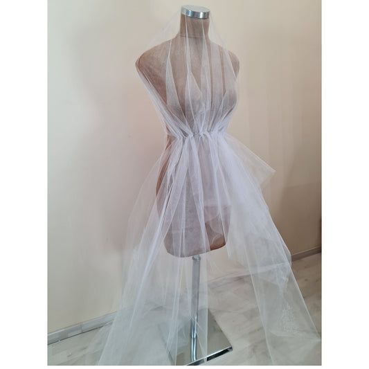 hard tulle fabric in white color