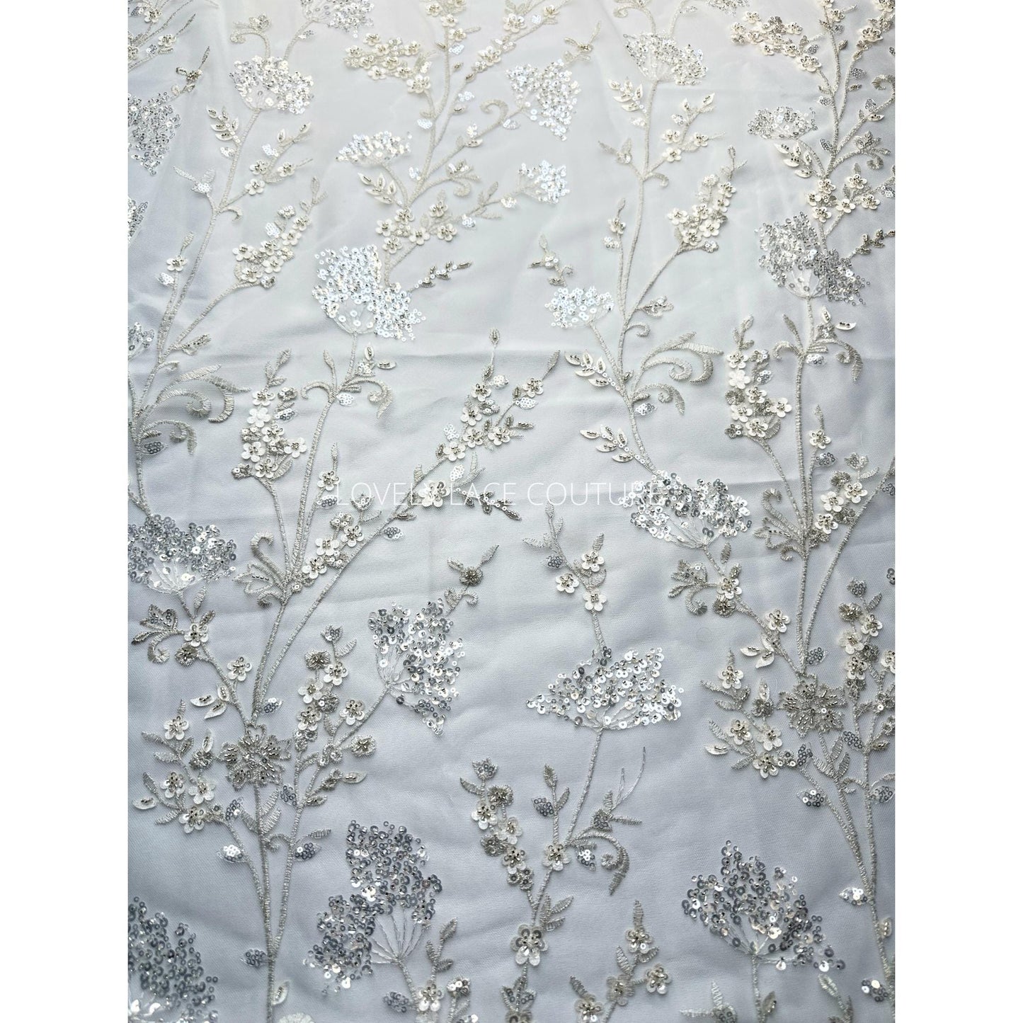Flower bridal lace fabric with beads and sequins, wedding dress lace, bridgerton dress lace, edwina's dress lace LL-1168, start at 0,5m