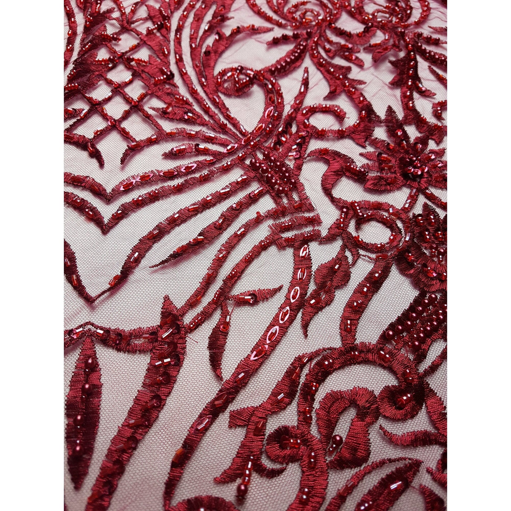 dark red lace fabric, bordeaux color