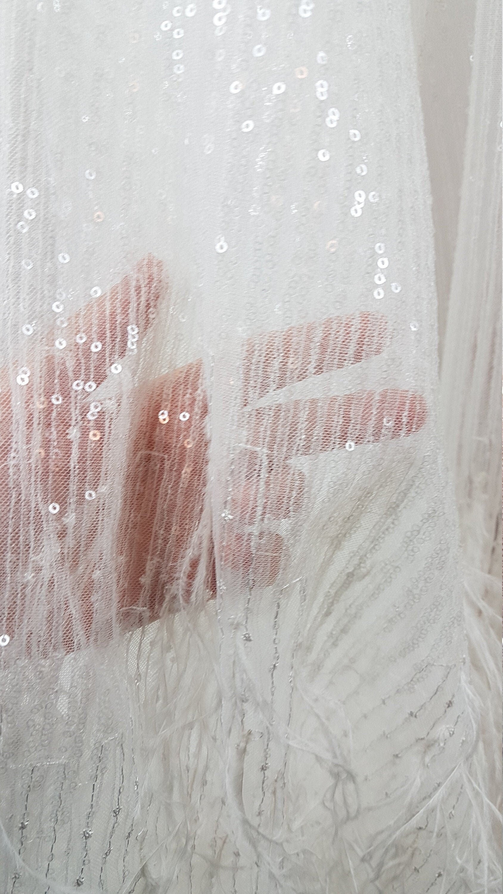 3d feather lace fabric in off-white color