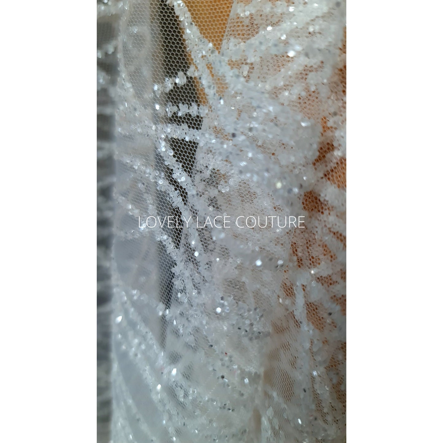 glitter tulle fabri with wave pattern