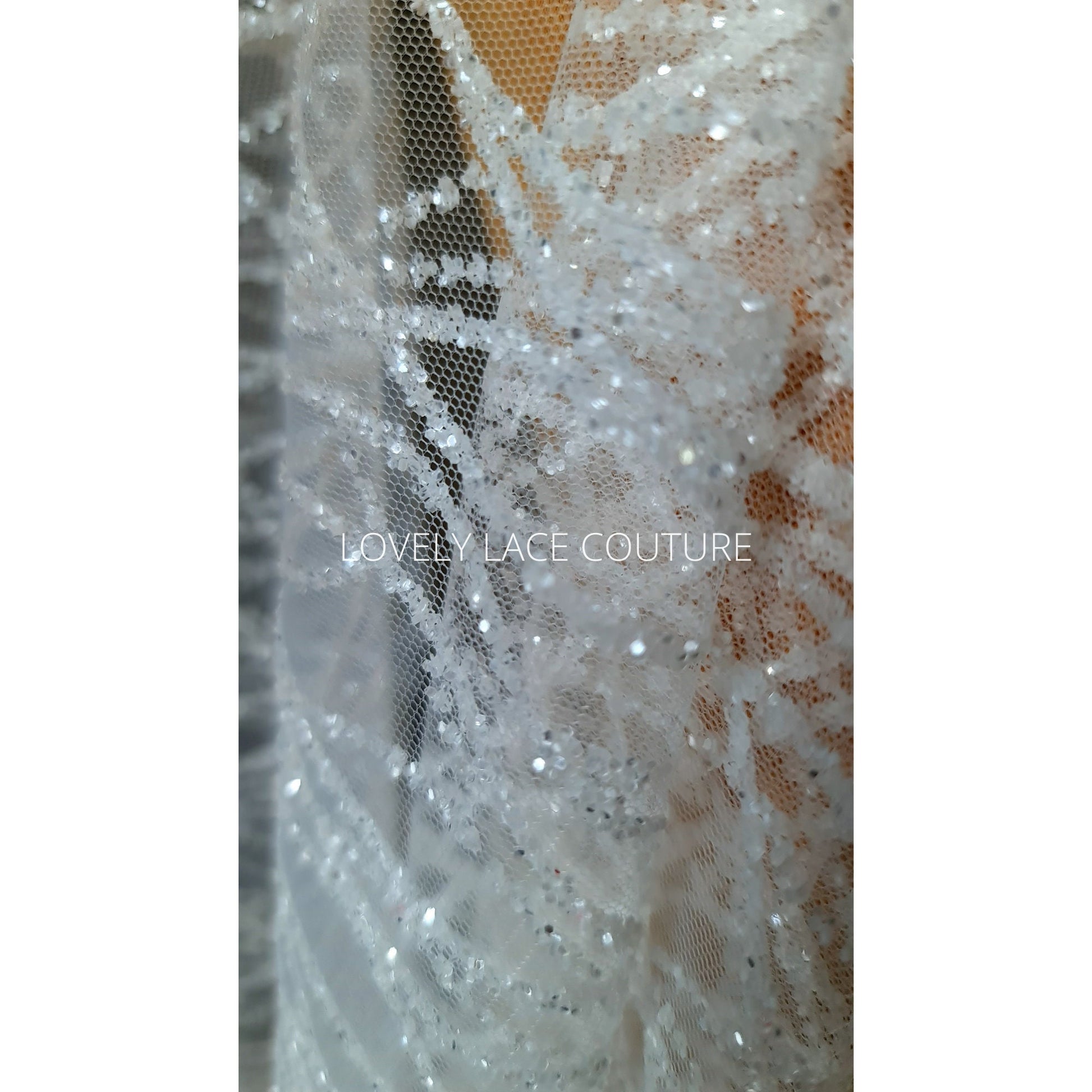 glitter tulle fabri with wave pattern