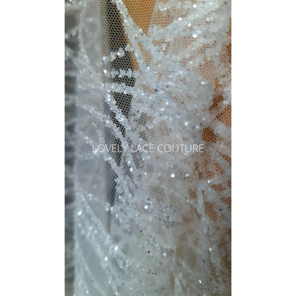 glitter tulle fabri with wave pattern