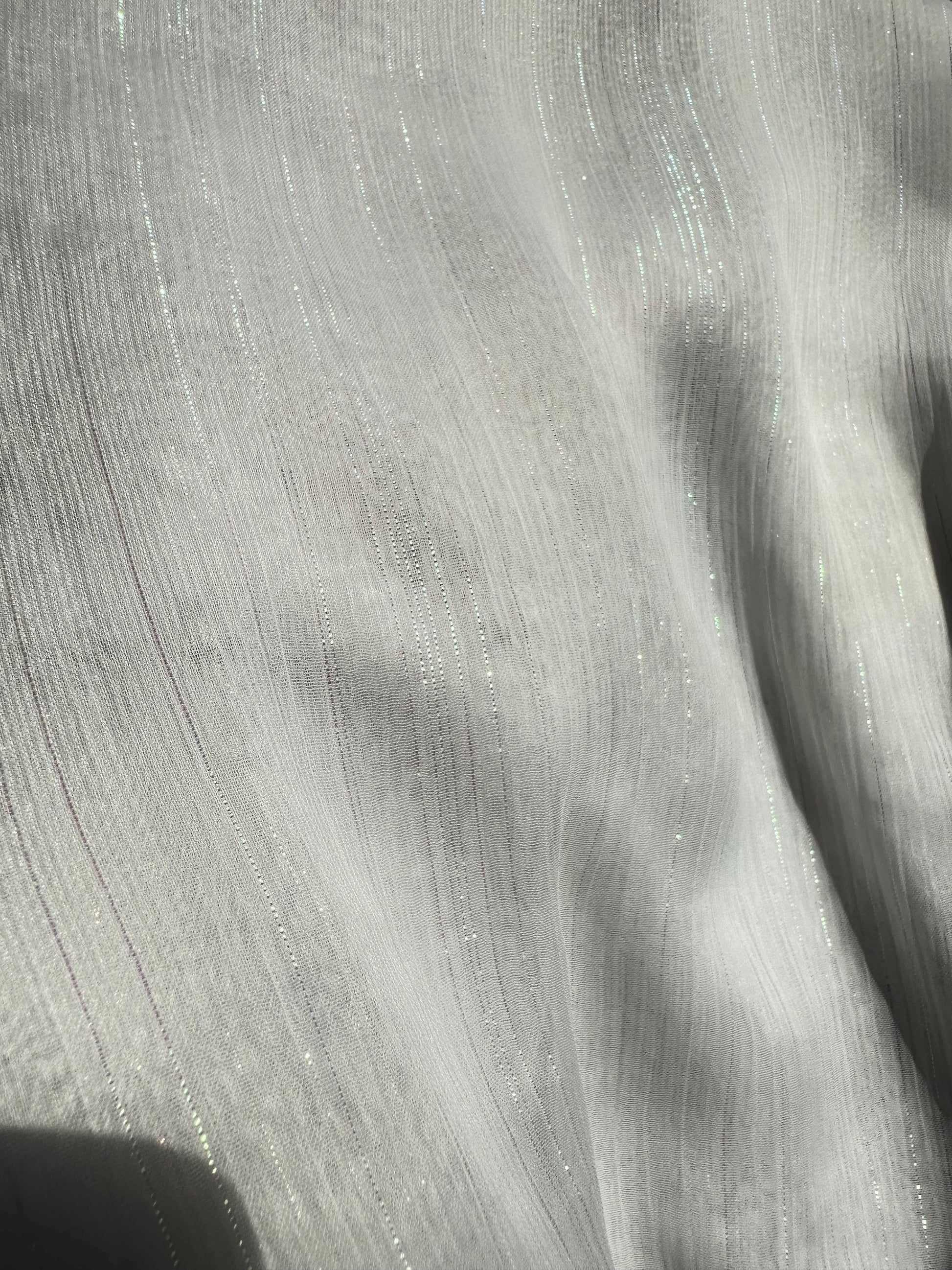 chiffon fabric in white LL-1172 or mint LL-1169, sparkling metal stripes, high and soft quality fabric for beach bridal dresses, bridal wear