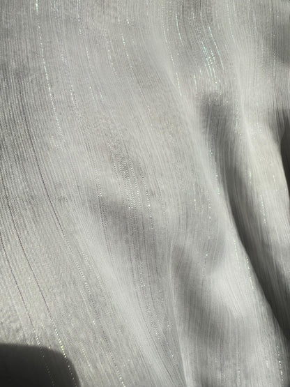 chiffon fabric in white LL-1172 or mint LL-1169, sparkling metal stripes, high and soft quality fabric for beach bridal dresses, bridal wear