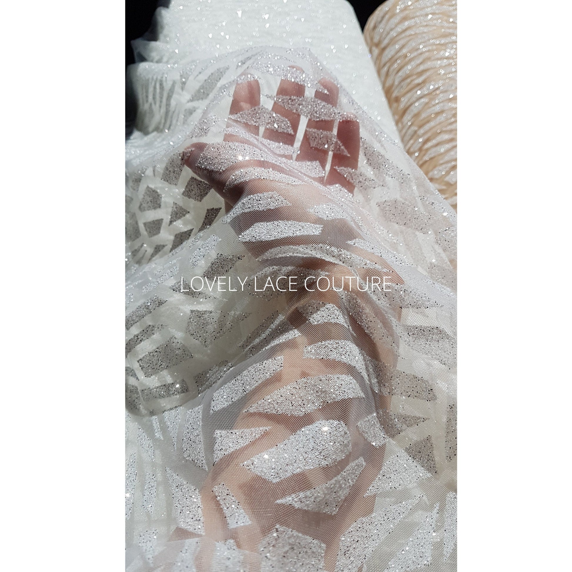 glitter tulle fabric, abstract pattern