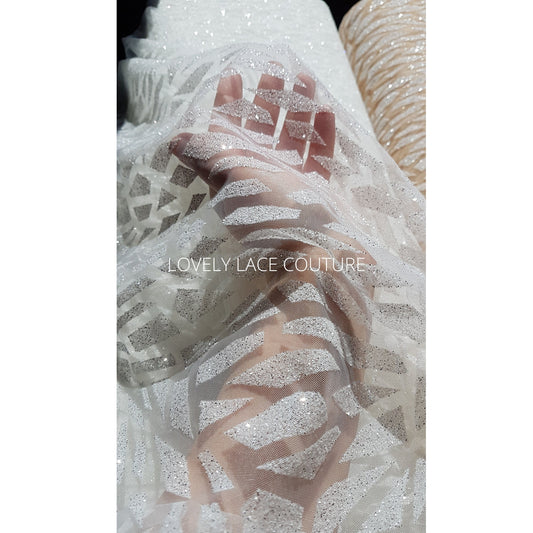 glitter tulle fabric, abstract pattern