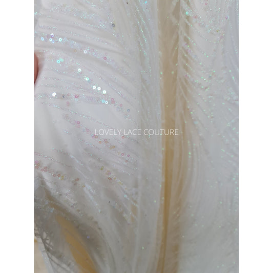 white glitter tulle fabric