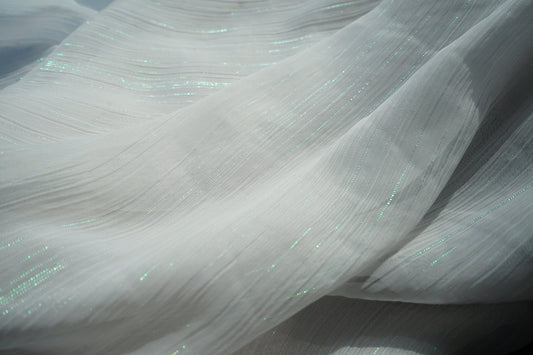 chiffon fabric with sparkle metal stripes