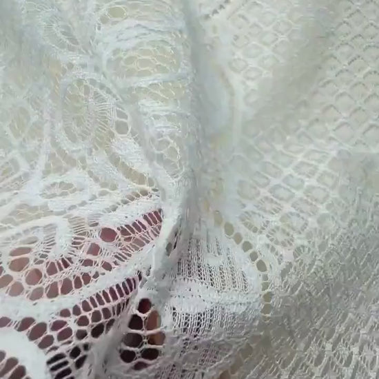 Lovely boho lace fabric with very soft handfeeling, in off-white color, for bridal and wedding dresses, Chantilly lace per meter,  LL-1467
