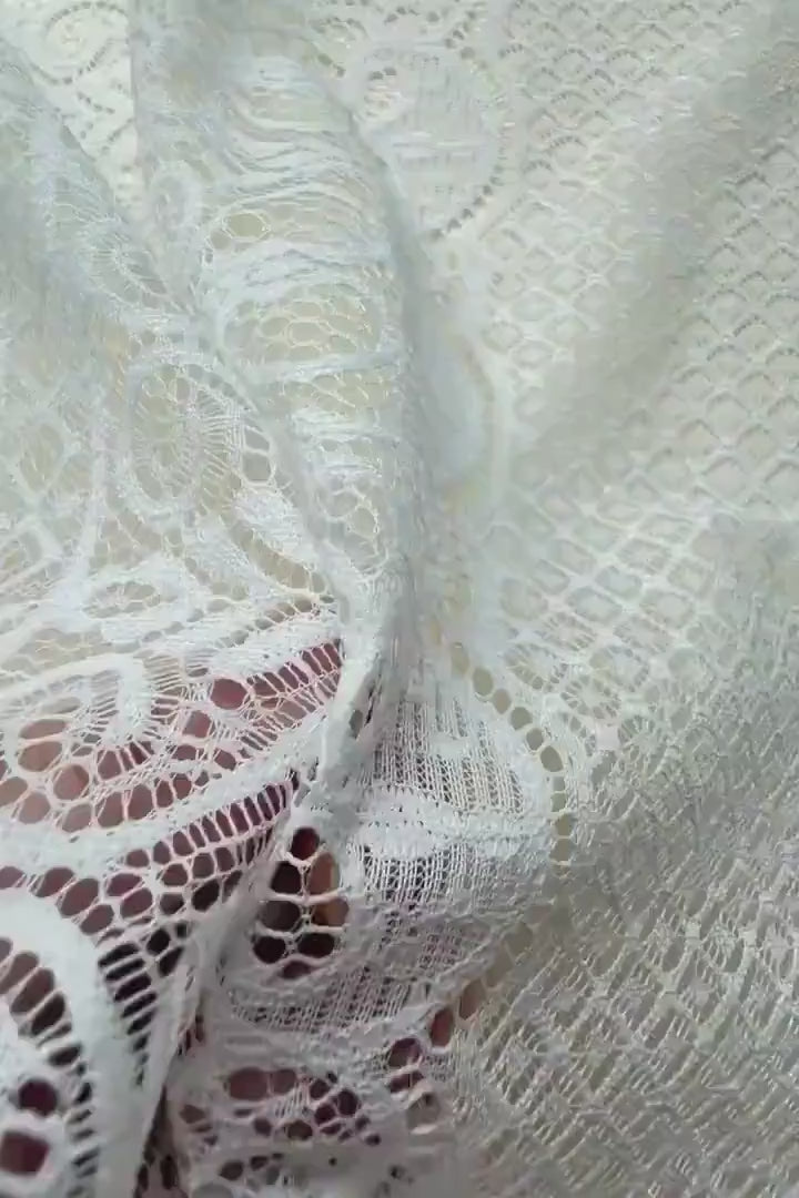 Lovely boho lace fabric with very soft handfeeling, in off-white color, for bridal and wedding dresses, Chantilly lace per meter,  LL-1467