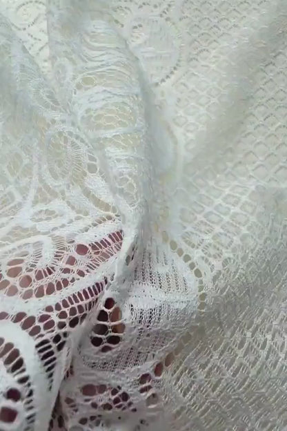 Lovely boho lace fabric with very soft handfeeling, in off-white color, for bridal and wedding dresses, Chantilly lace per meter,  LL-1467