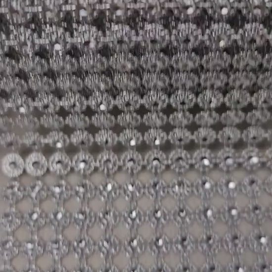 Ribbon Mesh Crystal Silver, Rhinestone appliqués, strap, trim, ribbon for decoration, dresses, evening gowns and accessoires