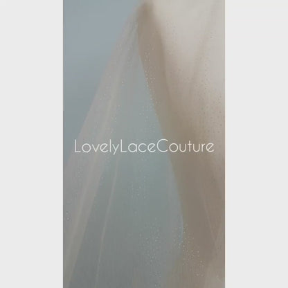 Beautiful soft glitter tulle in white, sparkling tulle for bridal veils and wedding dresses, mesh fabric, tulle fabric, veil tulle LL-1309
