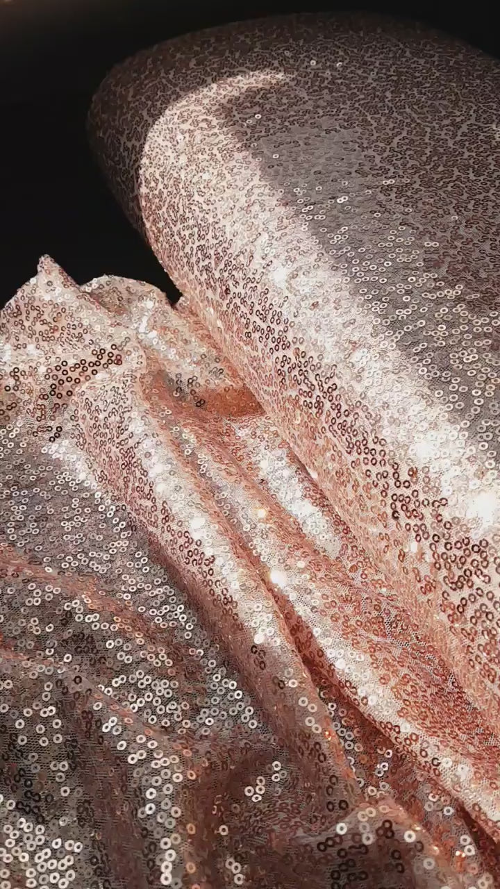 Rosegold fabric with shiny sequins, beautiful sparkling mesh fabric for wedding, engagement or parties, transparent mesh fabric LL-1166
