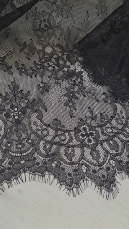 beautiful chantilly lace fabric in black or white color