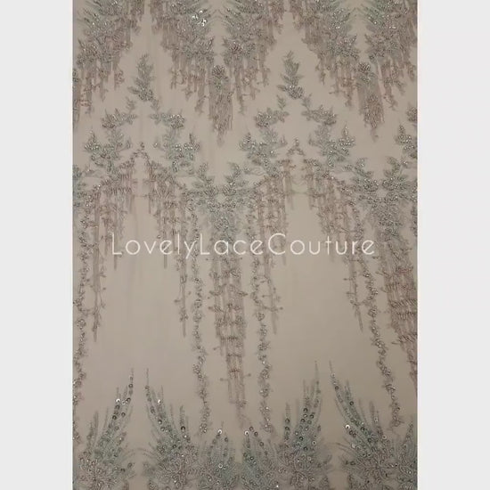 Extraordinary Design, Handbeaded Flower Lace Fabric with sequins, wedding lace fabric, bridal lace, embroidery lace fabric LL-1272