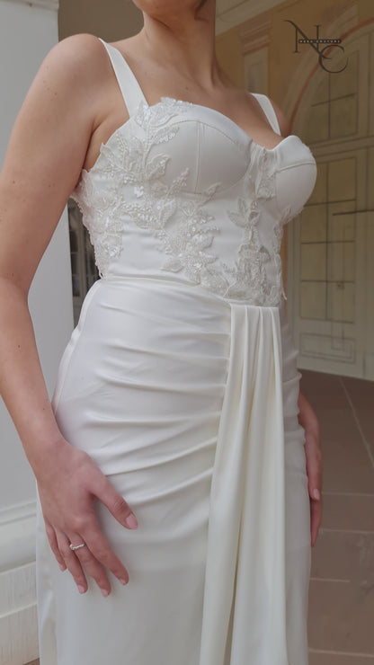 Robe d'inspiration Bridgerton / victorienne, robe de mariée trapèze de couleur menthe, robe de conte de fées avec manches, robe de mariée princesse, robe de bal
