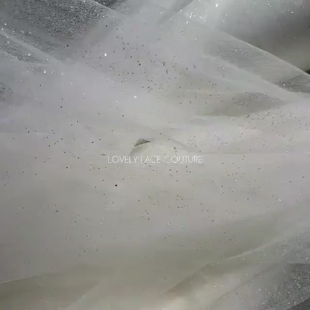 3M wide, Soft glitter tulle fabric for bridal veils and wedding dresses, Soft mesh fabric, tulle fabric, veil tulle LL-1463