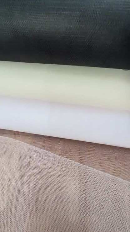 2m wide, hard stiff tulle mesh, netting fabric in white, ivory or black color